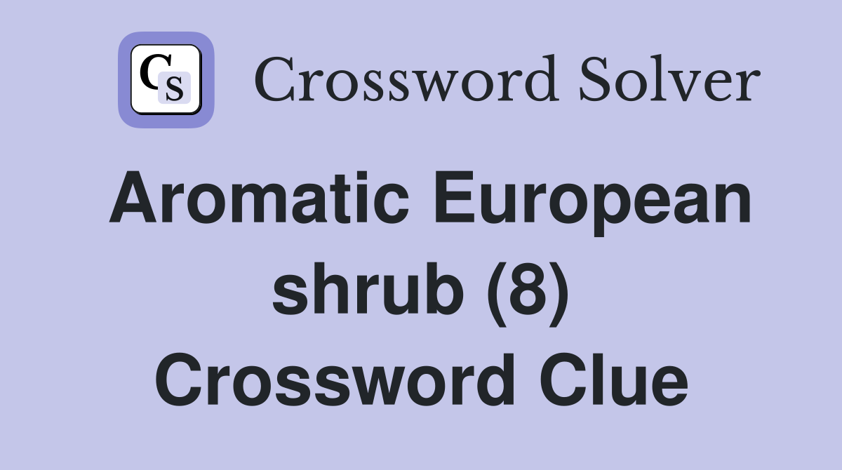 Aromatic European shrub (8) Crossword Clue Answers Crossword Solver